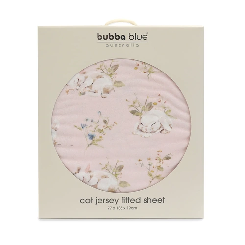 Bubba Blue Jersey Cot Fitted Sheet Sleeping Bunny 118021