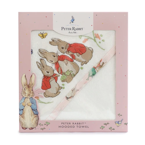 Bubba Blue Flopsy Mopsy & Cottontail Hooded Towel Pink 18397