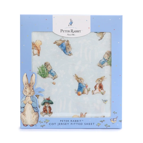 Bubba Blue Peter Rabbit & Benjamin Bunny Cot Fitted Sheet Blue 18724