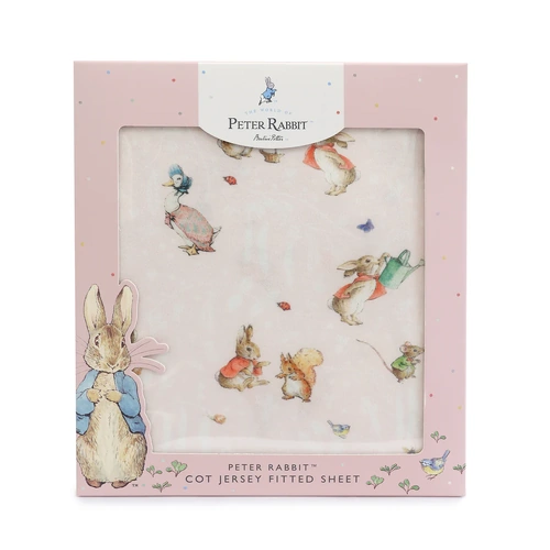 Bubba Blue Flopsy Mopsy & Cottontail Cot Fitted Sheet Pink 18731