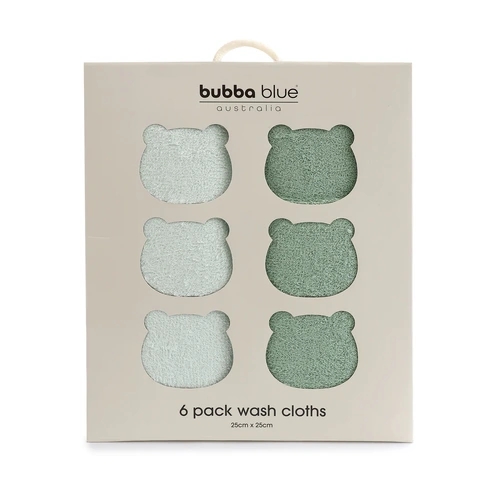 Bubba Blue Bubba Sundae 6pk Wash Cloths - Greentea 19073