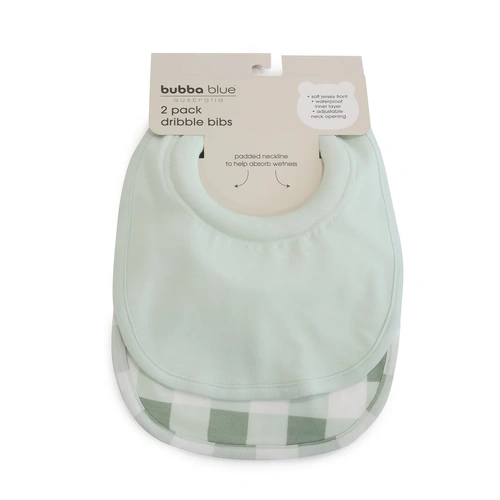 Bubba Blue Sundae 2pk Dribble Bibs - Green Tea 19271