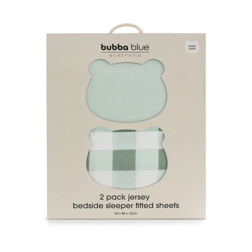 Bubba Blue Bubba Sundae 2pk Jersey Co Sleeper/Bedside Sleeper Fitted Sheets - Greentea 19318
