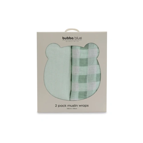 Bubba Blue Bubba Sundae 2pk Muslin Wraps - Greentea 21557