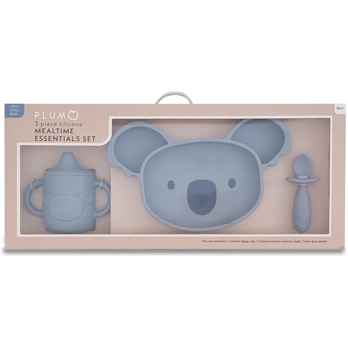 Plum 3pc Silicone Mealtime Essentials Kit Steel Blue