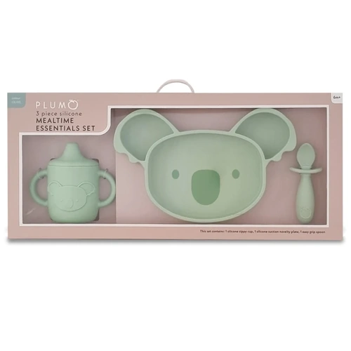 Plum 3pc Silicone Mealtime Essentials Kit Olive