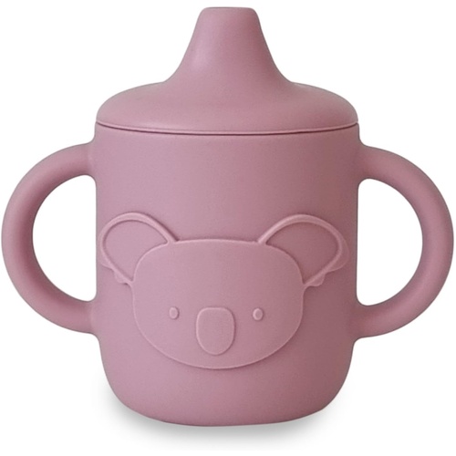 Plum Silicone Sippy Cup Koala Embossed Dusty Berry 6m+