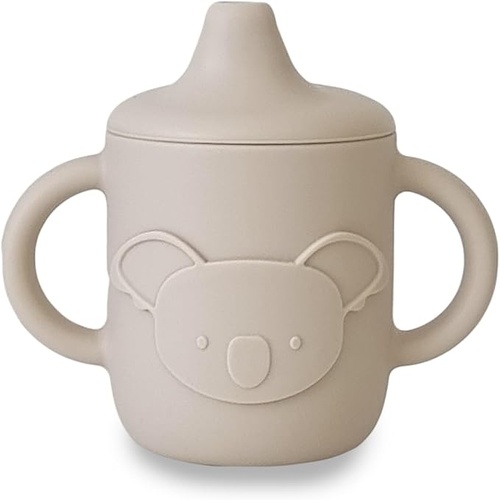Plum Silicone Sippy Cup Koala Embossed Sand 6m+