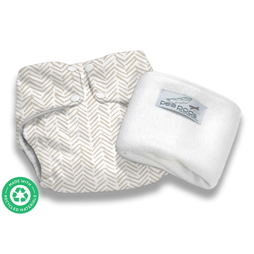 Pea Pods Reusable Nappy ONE Size - Rustic Lines OSLINES