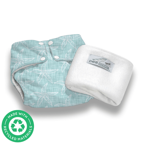 Pea Pods Reusable Nappy ONE Size Starfish Blue OSSTAR