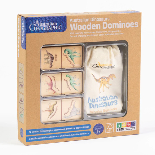 Australian Geographic Wooden Dinosaur Dominoes Game AGEDV06