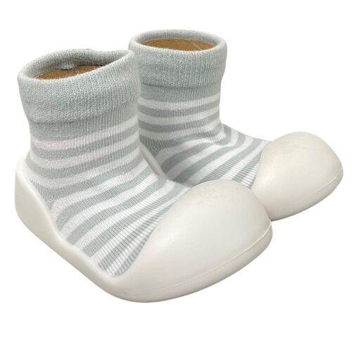 Little Eaton Rubber Soled Socks Grey Stripe [Size: 6-12 Months]