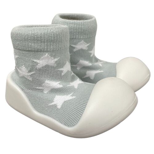 Little Eaton Rubber Soled Sock Grey with Stars [Size: 6-12 Months]