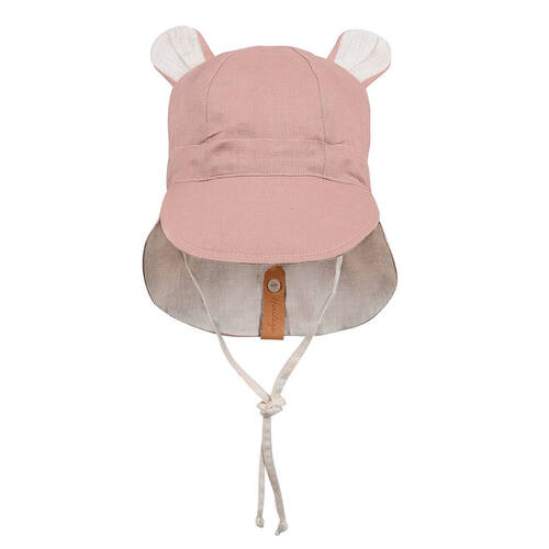 Bedhead Heritage Roamer Baby Reversible Teddy Flap Sun Hat [Colour: Rosa/Flax] [Size: 3-6mths 42-46cms XS]