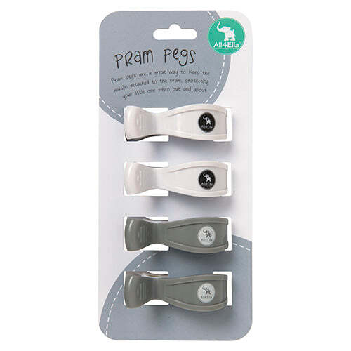 All4Ella 4 Pack Pram Pegs Assorted Colours [Colour: White/Grey]