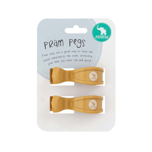 All4Ella 2 Pack Pram Pegs Assorted Colours [Colour: Mustard]