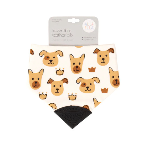 All4Ella Bandana Bib with Silicone Teether Assorted Designs [Design: Puppies]