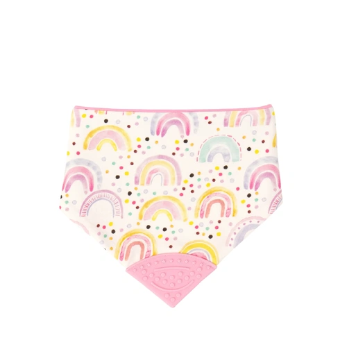 All4Ella Bandana Bib with Silicone Teether Assorted [Design: Watercolour Rainbow]