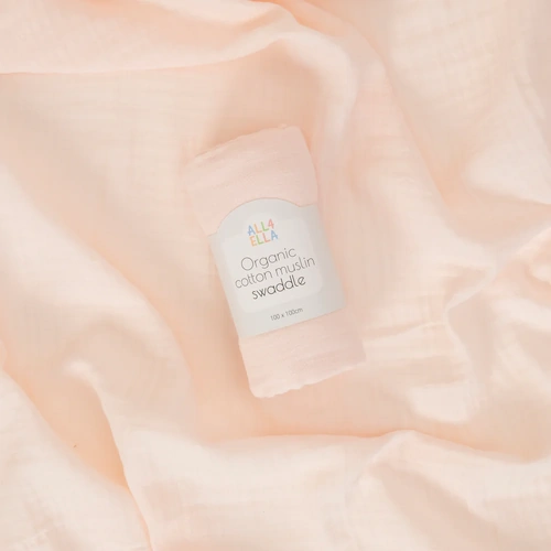 All4Ella Organic Cotton Muslin Swaddle - Baby Pink