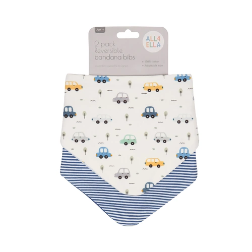 All4Ella Bandana Bibs 2pk Assorted; One Supplied [Design: Beep Beep]