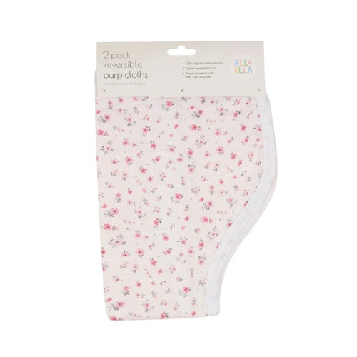 All4Ella Burp Cloth 2pk Assorted; One Supplied [Design: Pink Petals]