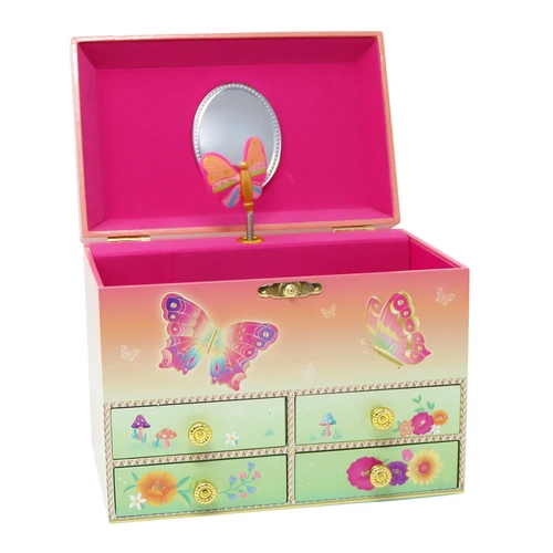 Pink Poppy Rainbow Butterfly Medium Musical Jewellery Box MJB4056