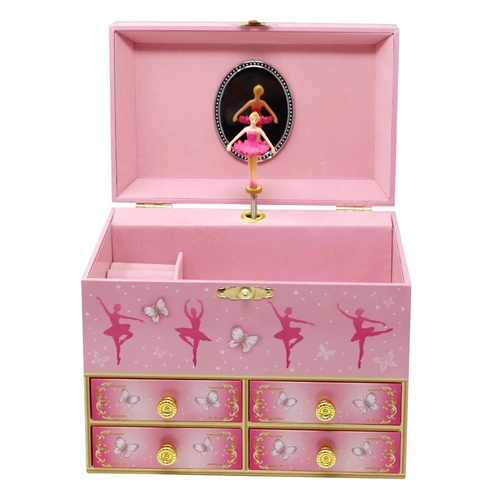 Pink Poppy Butterfly Ballet  Medium Musical Jewellery Box MJB4057
