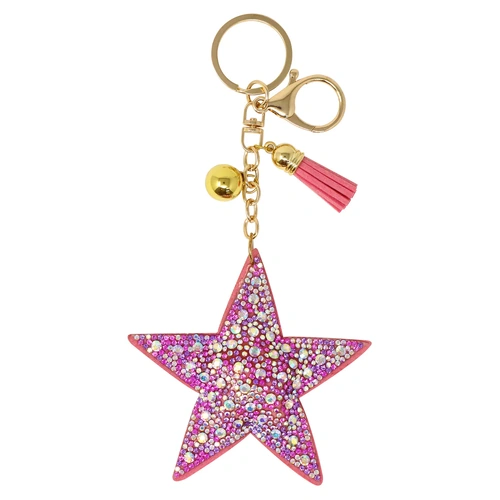 Pink Poppy Star Jewelled Bag Charm