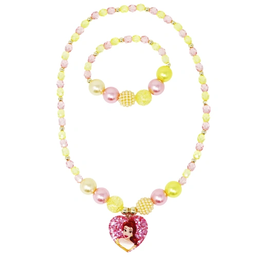 Pink Poppy Disney Princess Belle Necklace & Bracelet Set