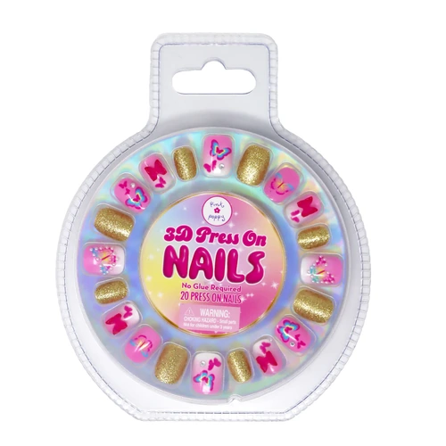 Pink Poppy 3D Butterfly Press On Nails S324