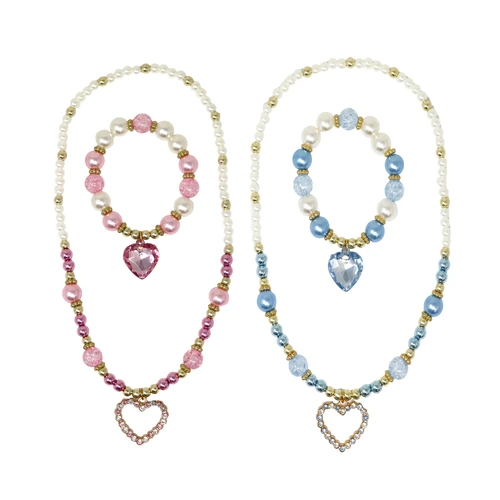 Pink Poppy Dance Pearl Heart Necklace & Bracelet Assorted; One Supplied NBM130