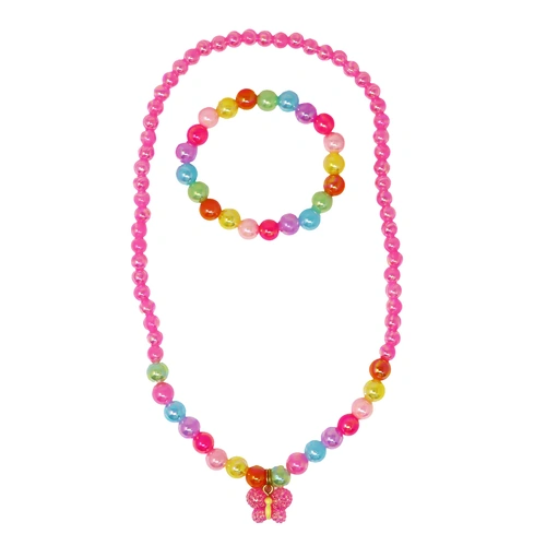 Pink Poppy Sparkle Butterly Necklace & Bracelet Set NBG178