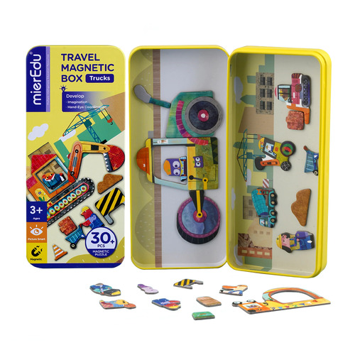 mierEdu Transport Travel Magnetic Puzzle Box 30+ Pieces - Trucks ME0882