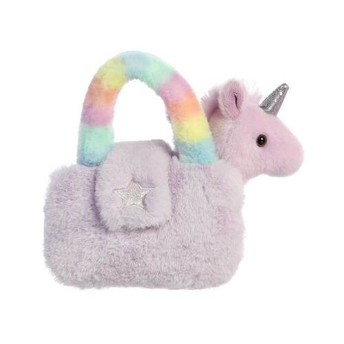 Aurora World Fancy Pals Pet in Bag Breed: Unicorn in Purple Rainbow Fluffy Bag FP321
