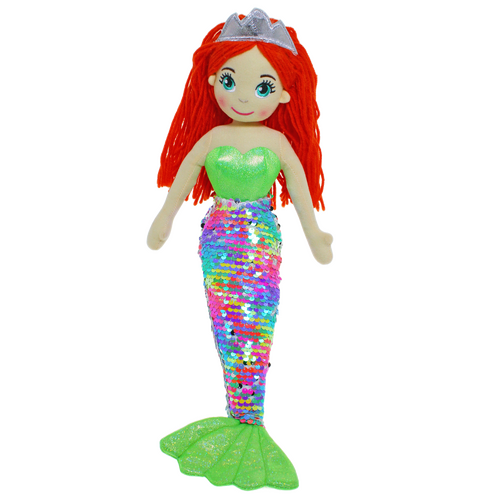 Cotton Candy Imports Sequined Mermaid Dolls - Green/Rainbow Penny MER268
