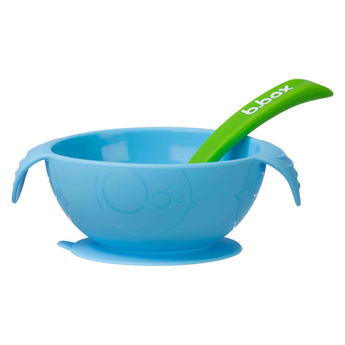 b. box Silicone First Feeding Bowl & Spoon Set [Colour: Ocean Breeze]