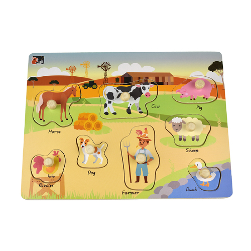 Koala Dream Wooden Peg Puzzle - 2-in-1 Australian Farm 8pcs PM218