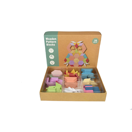 Kaper Kidz Calm & Breezy Wooden Pattern Blocks 98pcs NG23598 **