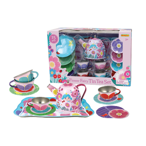 Kaper Kidz Flower Fairy Tin Tea Set 15pcs CH41195