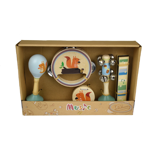 Kaper Kidz Calm & Breezy Woodland Wooden 5pc Musical Set - Squirrel