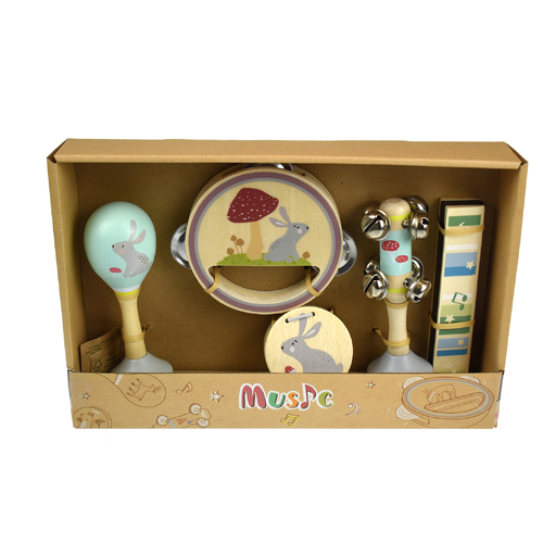 Kaper Kidz Calm & Breezy Woodland Wooden 5pc Musical Set - Rabbit