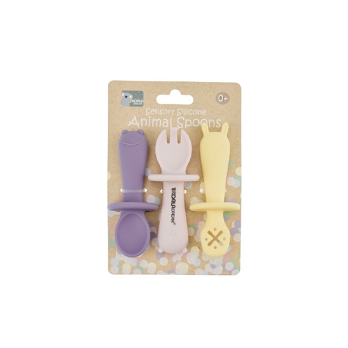 Koala Dreams Silicone Animal Sensory Spoons - Purple Yellow CA3037