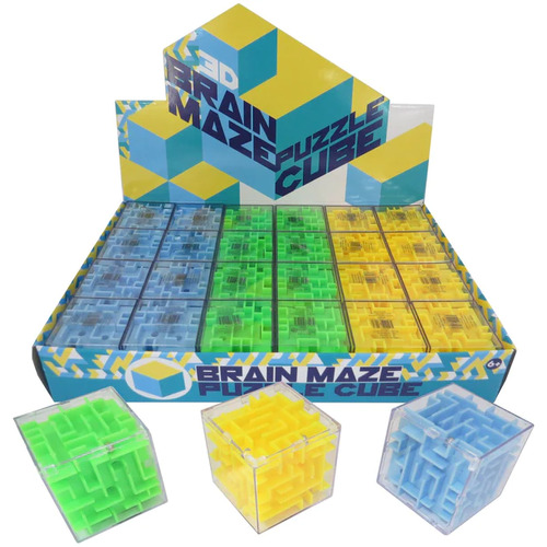 3D Brain Maze Puzzle Cube Single Assorted Colours GA-PUZCU