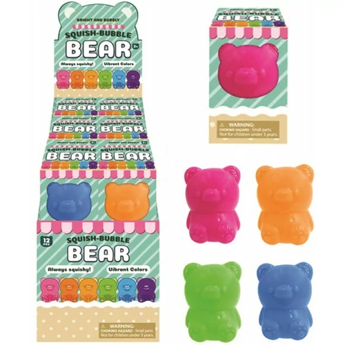 Squish-Bubble Bear Neon 8cm Assorted; One Supplied SQ-BBEARN