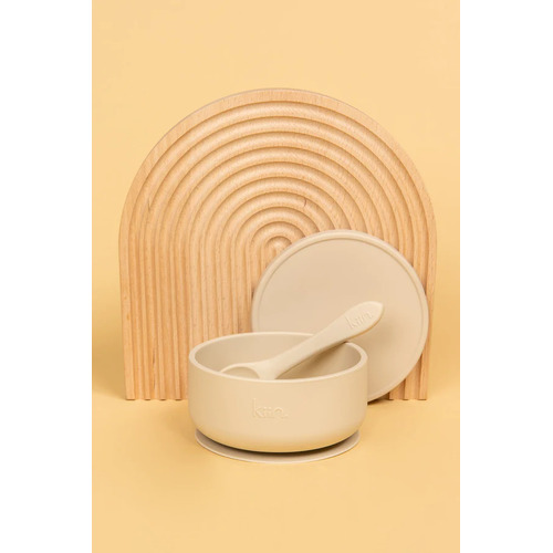 Kiin Silicone Suction Bowl with Lid + Spoon Set [Colour: Vanilla]