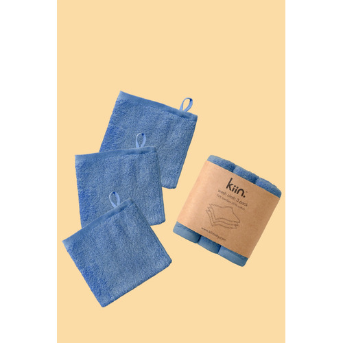 Kiin Baby Wash Cloth 3pk Blue Shadow