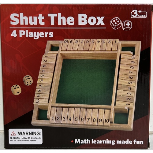 Wooden Shut the Box 4 Player Game AA500368