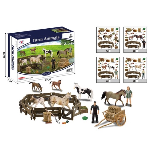 Model Series Farm Animals Horses Playset w/Fence & Accessories Styles Vary; One Supplied AA500778