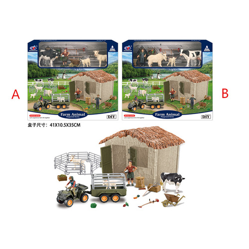 Model Series Farm Animals Barn Playset with Quad Bike, Trailer & Accessories Styles Vary; One Supplied AA500780