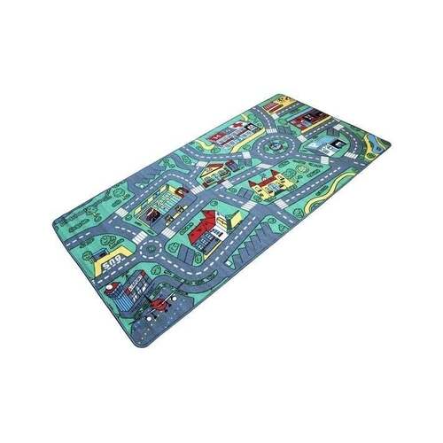 Playzone Mats Big City Carpet Play Mat with 4 Wooden Cars 13395